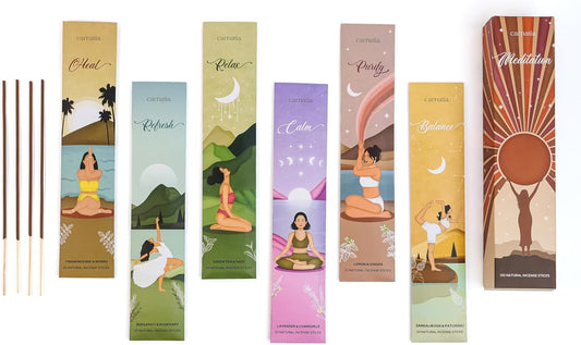 Carnatia Meditation Incense Sticks – Set of 6 Calming Scents for Mindfulness, Focus & Self-Care | Purifying Aromas for Spiritual Wellness, Inner Peace & Healing Rituals!