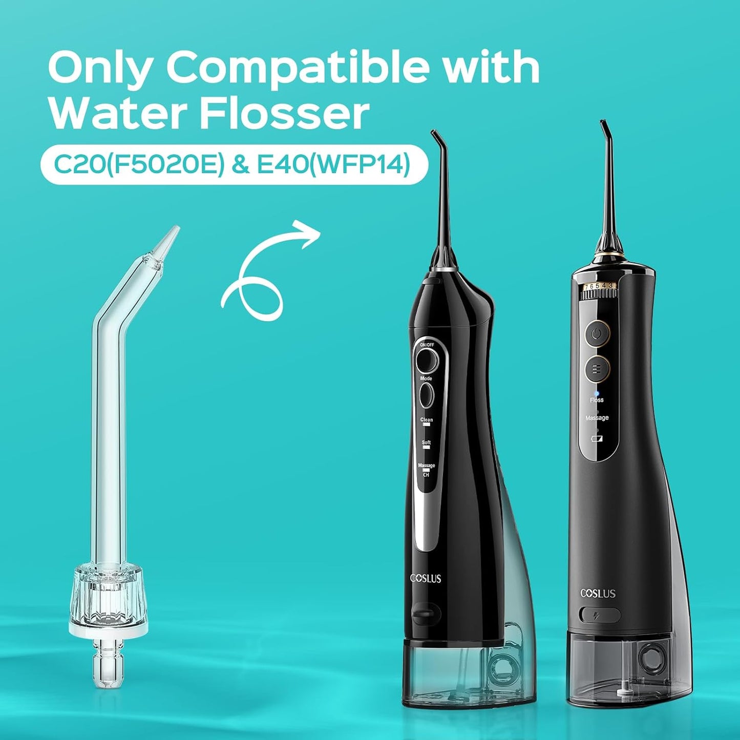 COSLUS Original Water Flosser Replacement Tips: Replacement Heads Compatible with COSLUS, Aquasonic, Nicwell, Oralfree, WELLFINE, Hangsun, Tovendor Water Dental Pick, Accessory, 4 Periodontal Jet Tips