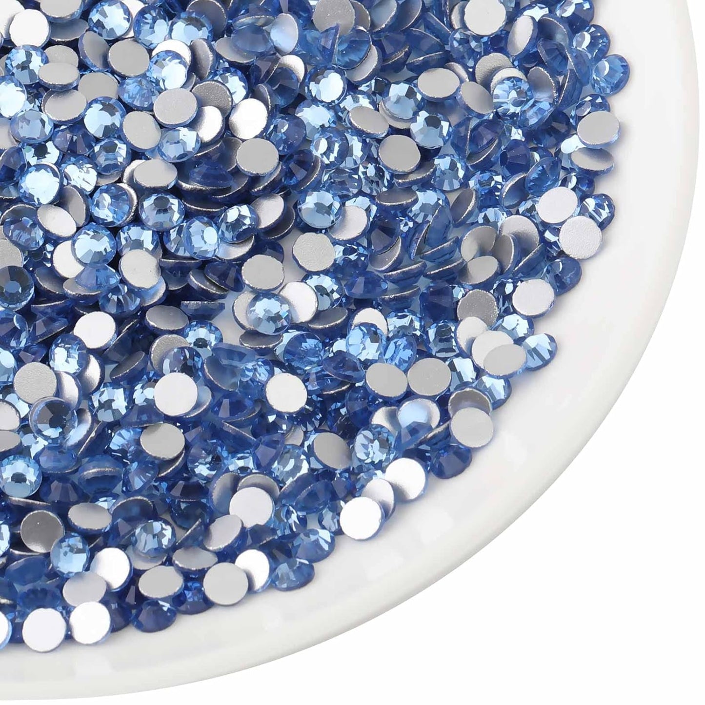 beadsland Flat Back Crystal Rhinestones Round Gems for Nail Art and Craft Glue Fix,Light Blue (4.6-4.8mm) SS20/1440pcs