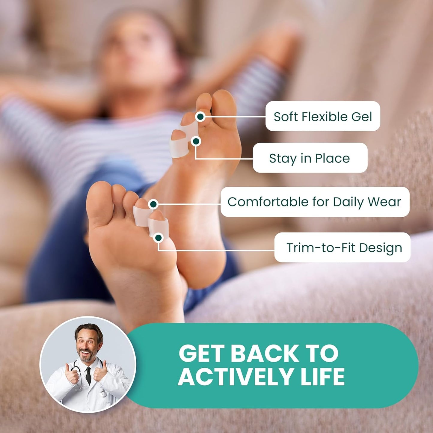 Welnove Pinky Toe Sleeves Protectors - 12-Pack Aloe Vera Extract Infused Silicone Toe Covers for Corns, Calluses, Blisters – Soft Gel Protector Toe Cushions for Pain Relief