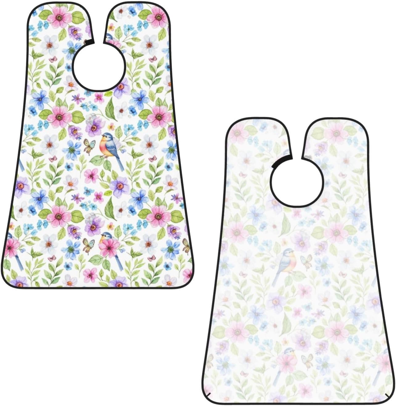 Non-Stick Beard Bib for Shaving, Watercolor Floral Vintage Flowers and Birds Butterflies Peony Flower Shave Bib, Waterproof Hair Catcher with Suction Cups, Grooming Apron Men Husband