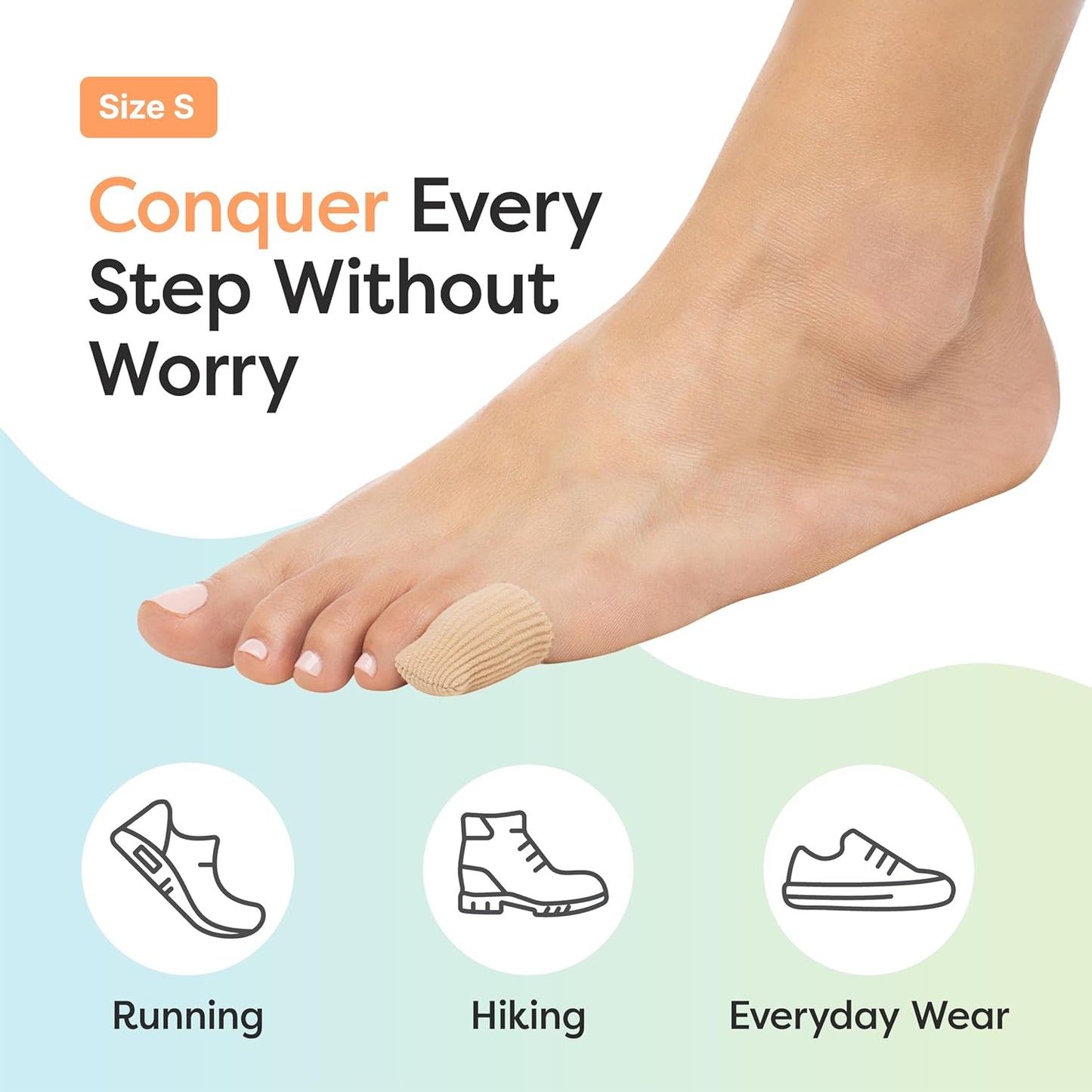 ZenToes Fabric Toe Protectors | Promotes Skin Hydration & Blister Prevention | Medical-Grade Gel Lining | Washable & Reusable Corn, Callus & Ingrown Toenail Relief Between Toes | Small, 5-Pack