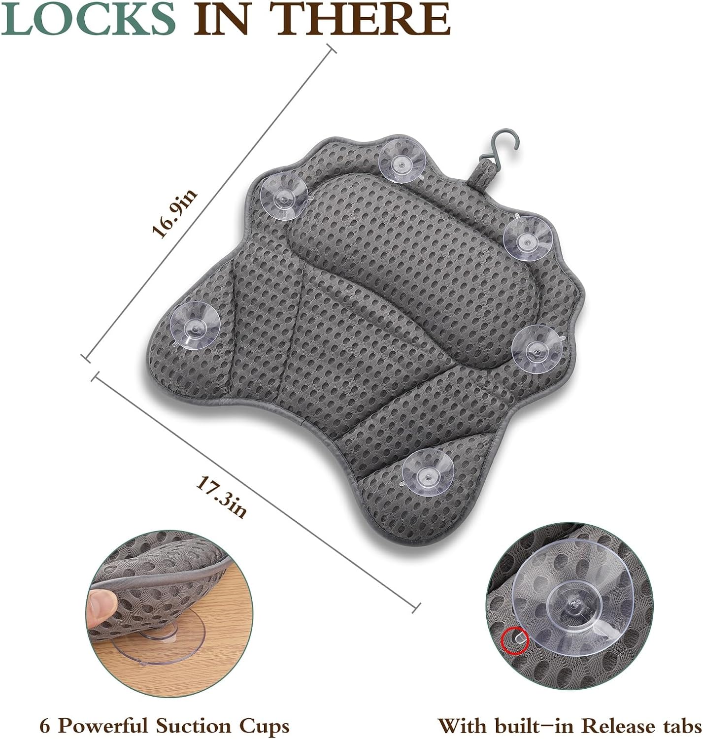 Bath Pillow RUVINCE Ergonomic Luxury Bathtub Pillow with Head,Neck, Shoulder and Back Support, 4D Bath Pillows for tub with 6 Powerful Suction Cups, Fits All Bathtub