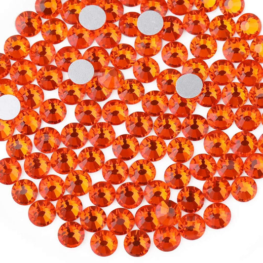 beadsland Flat Back Crystal Rhinestones Round Gems, Orange (1.3-1.4mm) SS3/1440pcs