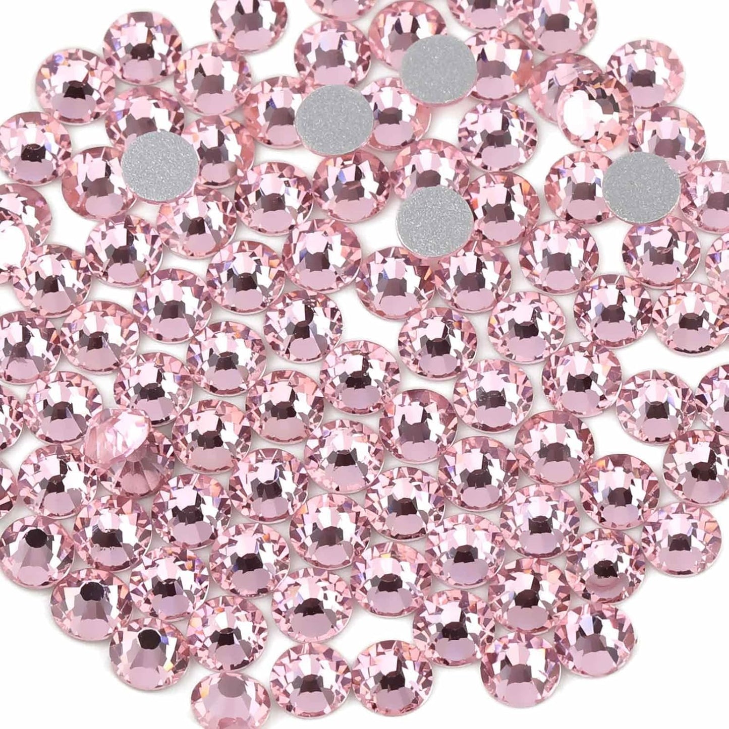 Beadsland 2880pcs Flat Back Crystal Rhinestones Round Gems for Nail Art and Craft Glue Fix,Light Pink,SS4,1.5-1.7mm