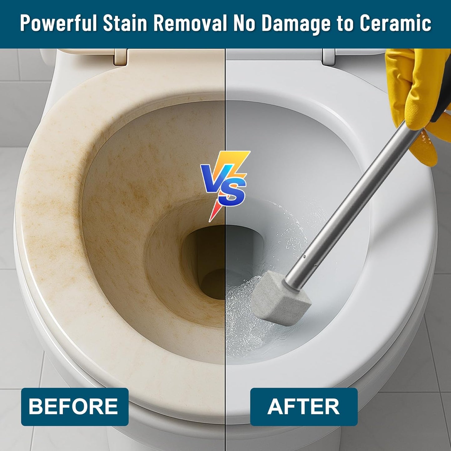 Pumice Stone for Toilet Cleaning,16.14In Extra Long Handle Toilet Pumice Stone Toilet Bowl Cleaner Brush Toilet Scrubber for Toilets Bathtubs Grills Sinks(Black)