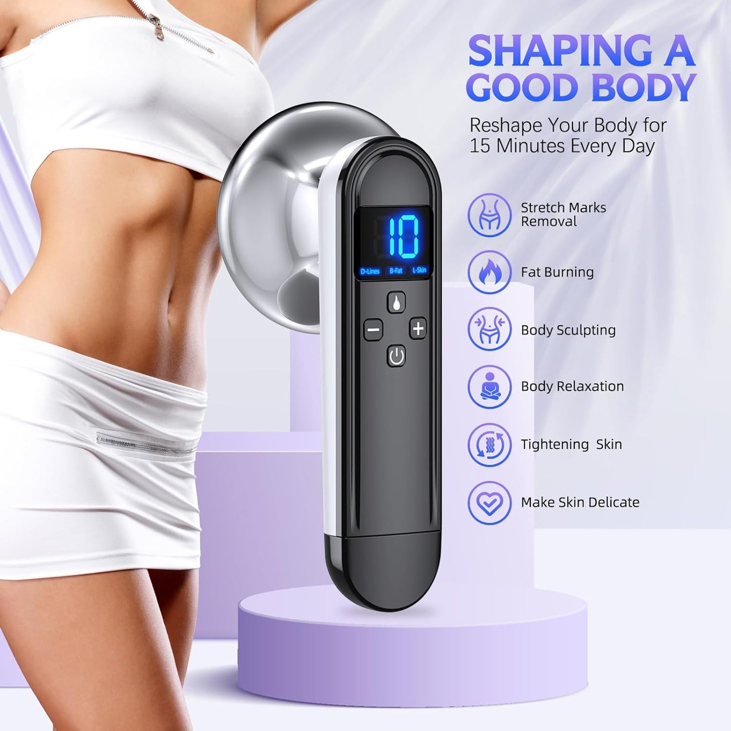 Body Sculpting Machine - Professional Handheld Cordless Cellulite Massager - Suitable for Belly, Neck, Legs, Hip, Arms