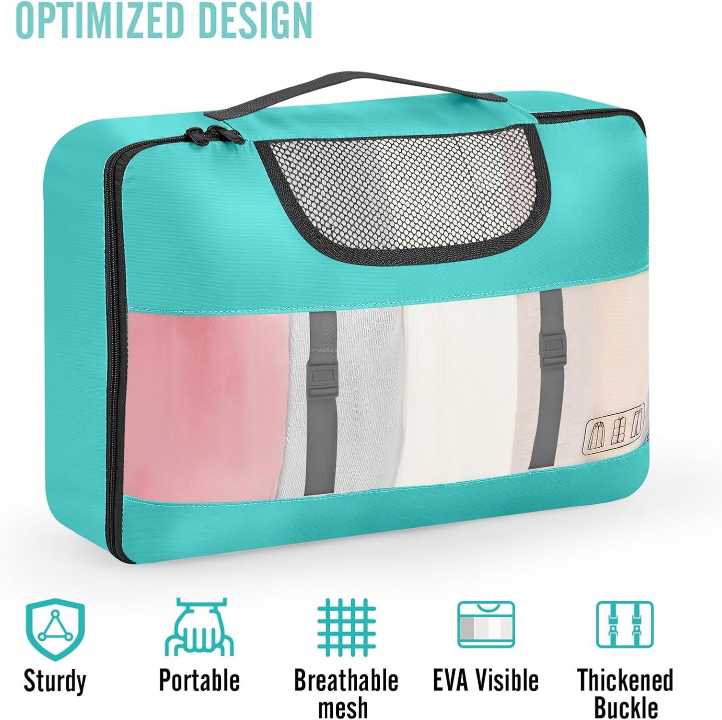 Veken 8 Set Packing Cubes for Travel Essentials, Suitcase Organizer Bags in 4 Sizes, Carry-On Luggage Accessories with Large Laundry & Hanging Toiletry Bag, Must-Have for Airplane, Road Trip & Camping
