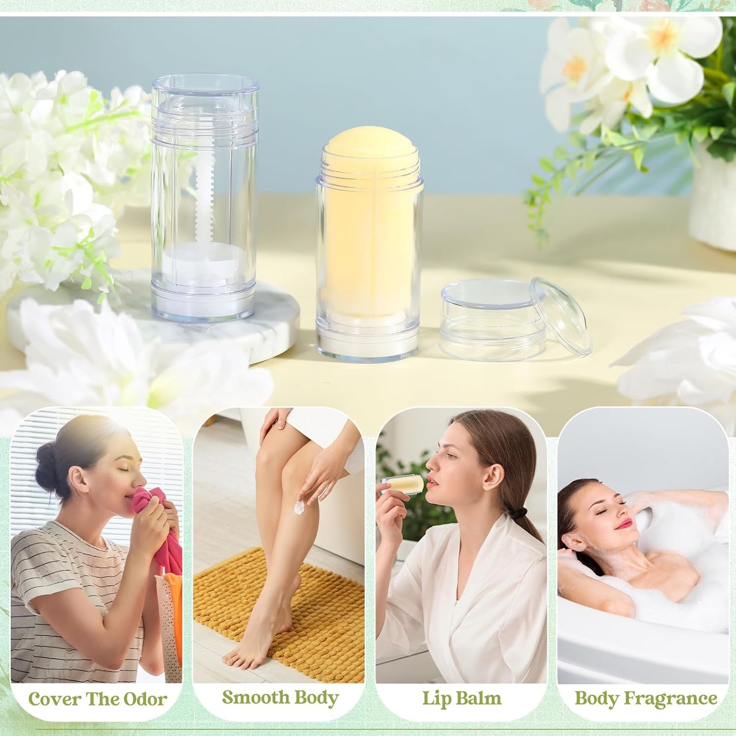 30 Pcs Empty Deodorant Containers Twist up Filling Stick Plastic Deodorant Container Refillable Bottles Bottomfill Round Lip Balm Tubes for Homemade DIY Lipstick Crayon(15 ml,Clear)