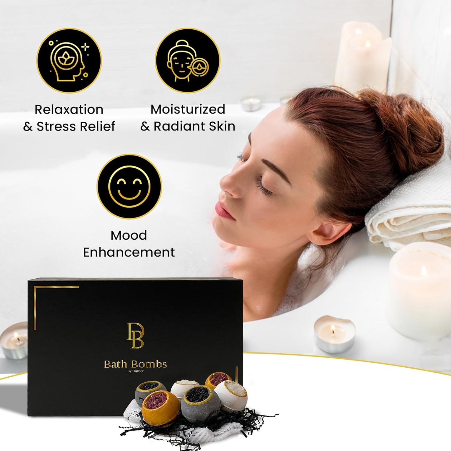 Bath Bombs, 6PC Luxury Gift Set, Girls Gifts, Mothers day Surprise, Valentines Day, Relaxing Kit, Bath Bombs for Women, Organic, Non Toxic, for Sensitive Skin, Natural, Lavender, Essential Oils & Salt