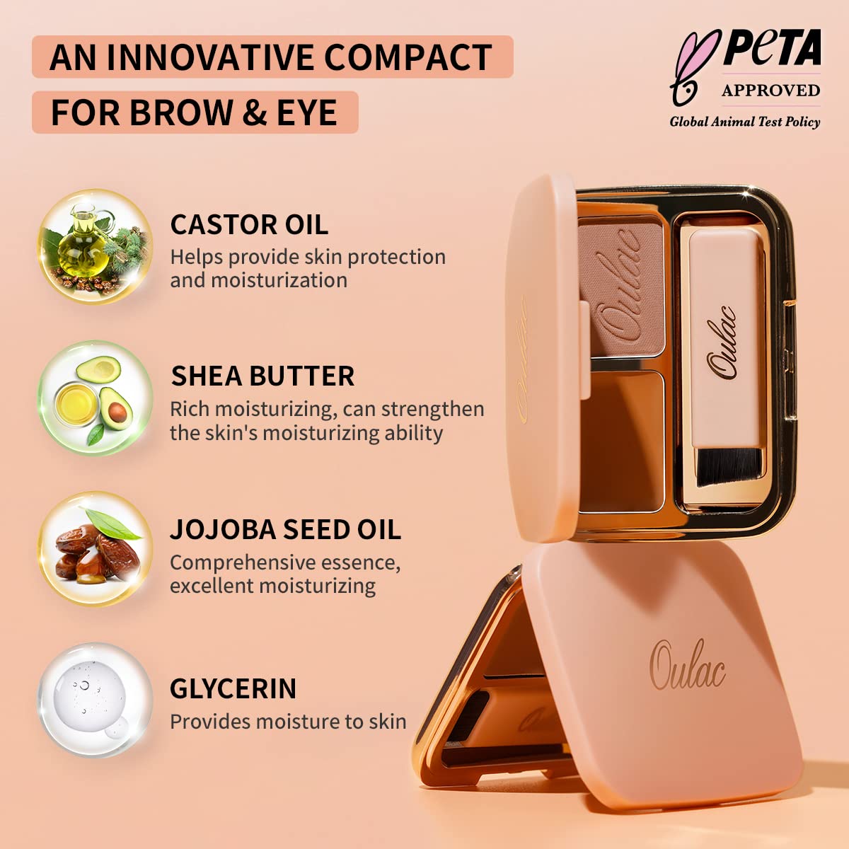 Oulac Waterproof Light Eyebrow Powder Kit with Brow Brush 2 in1 Long Lasting Instant Eyebrow Pomade & Powder Natural Makeup for Sparse Brows 3.2 g/0.11 oz (Golden Blonde）