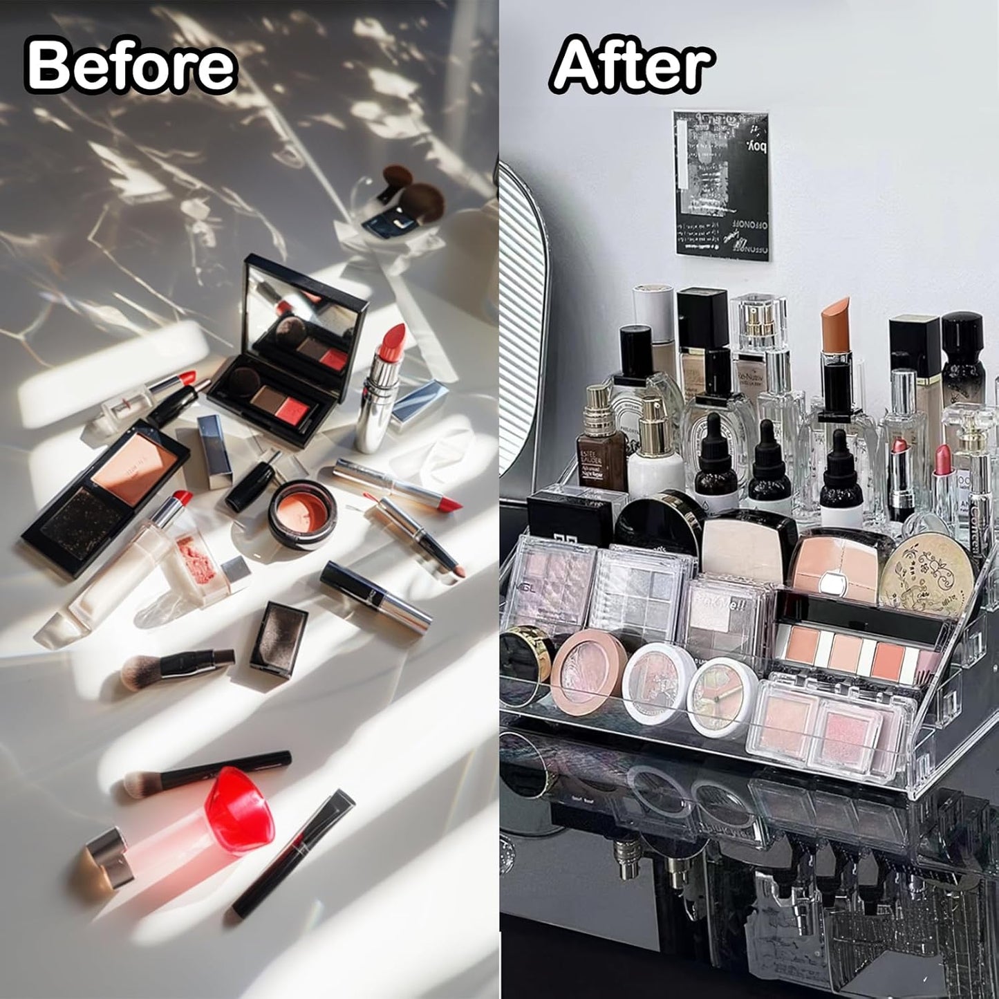 Nail Polish Storage Box Makeup Organizer Cosmetics Storage Transparent Easy to Assemble 7 Layers