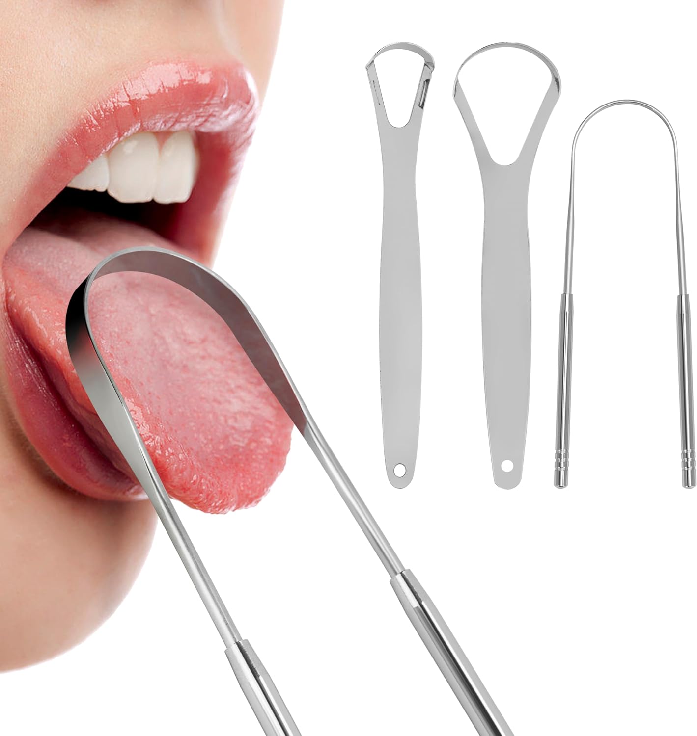Tongue Scraper for Adults - Reduce Bad Breath, Metal Tongue Scraper, Tongue Cleaner for Adults -Stainless