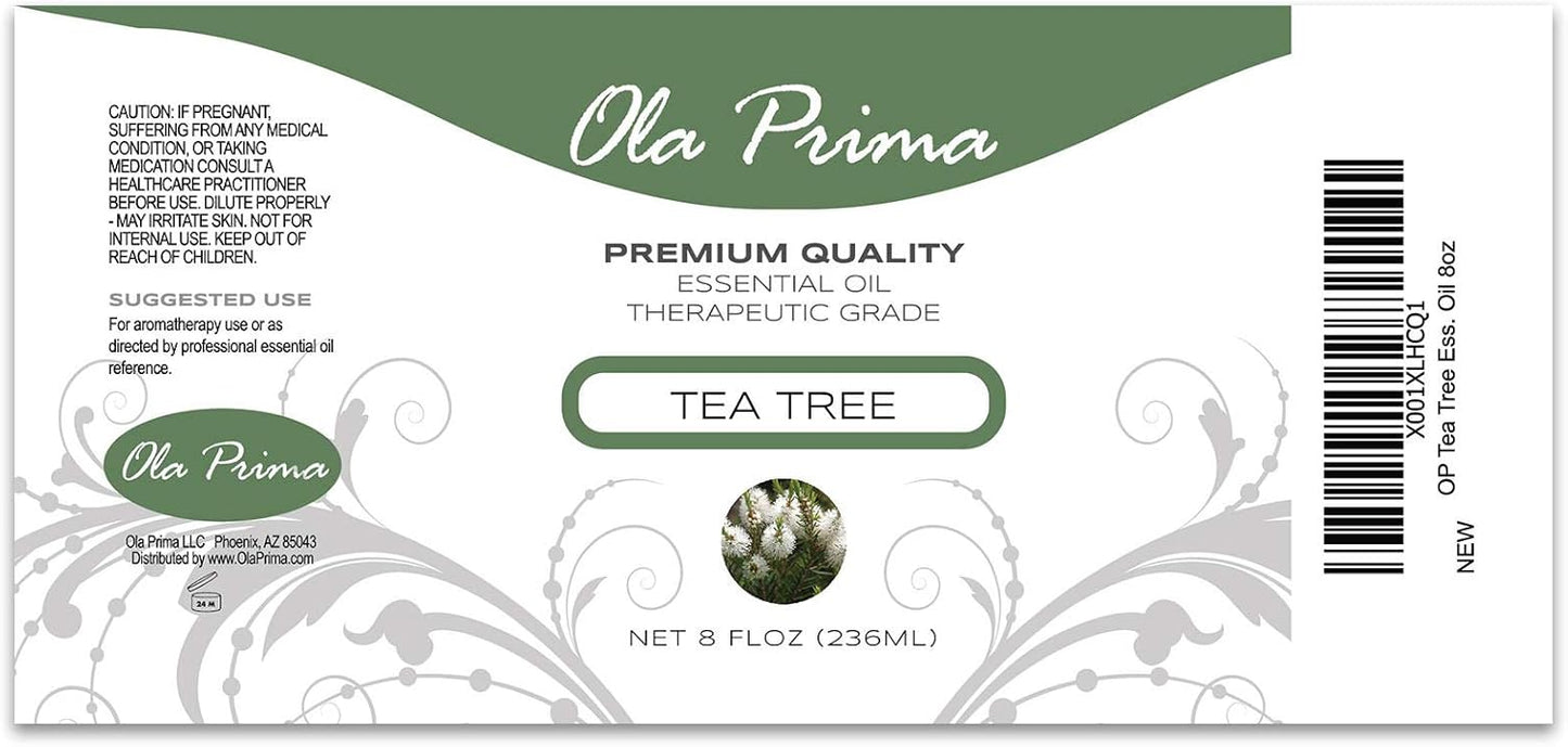Ola Prima Tea Tree Essential Oil 8oz Pure Bulk - Therapeutic Grade Tea Tree Oil for Aromatherapy