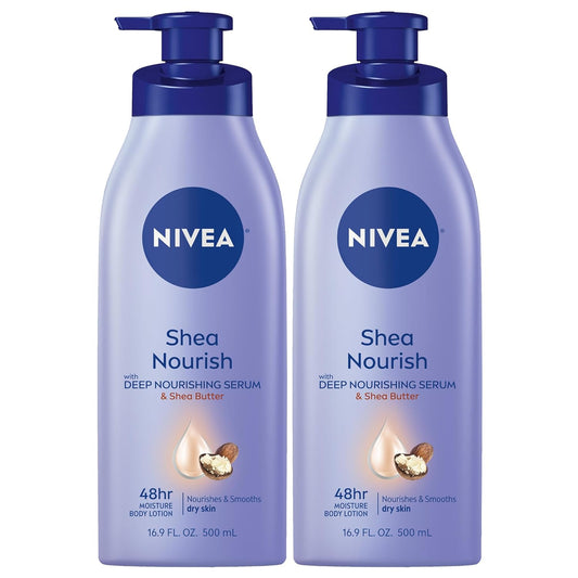 NIVEA Smooth Daily Moisture Body Lotion, Shea Butter 16.9 oz (Pack of 2)