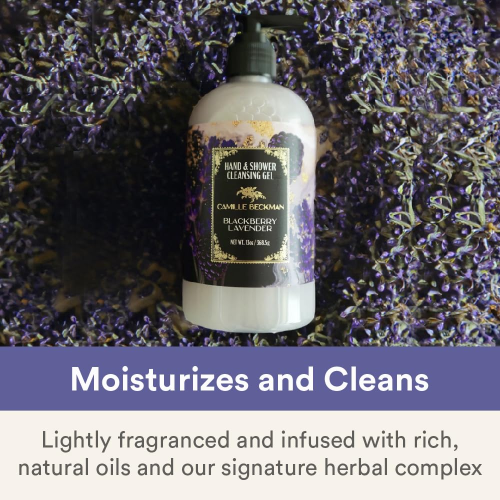 Camille Beckman Hand and Shower Cleansing Gel, Blackberry Lavender, 13 Ounce