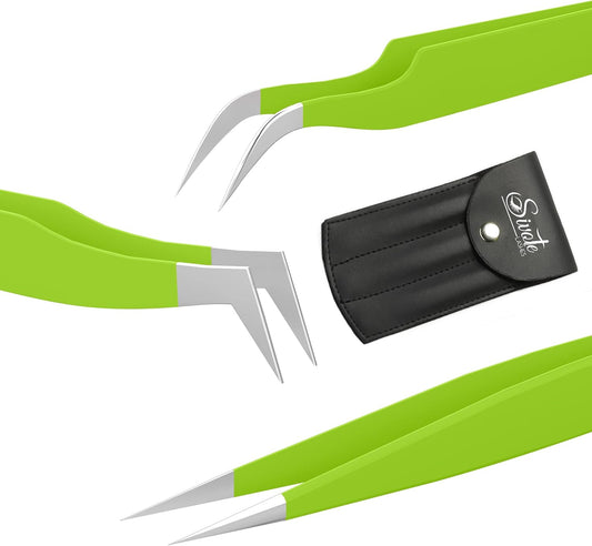 SIVOTE Lash Tweezers for Eyelash Extensions for Volume, Isolation & Classic Lashes, 3 Pack, Green