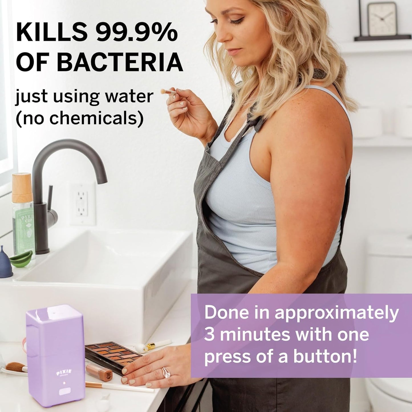 Pixie Menstrual Cup Sterilizer - Ranked 1 for The Best Steamer - Kills 99.9% of Germs with Cleaner Steam - Wash Your Period Disc or Cup in 3 Minutes! - Automatic Timing Shut-Off Switch