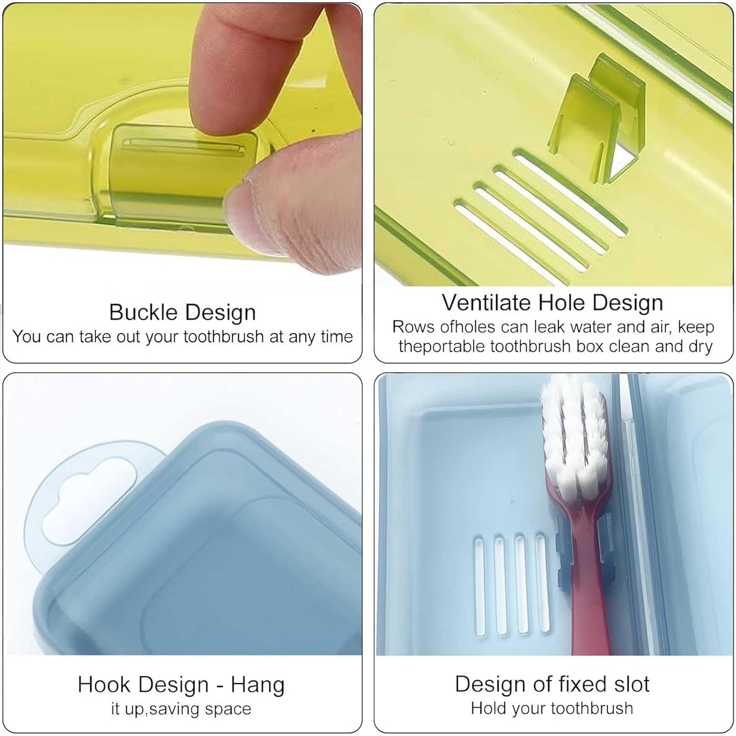 2 Packs Toothbrush Travel Case, Breathable Toothbrush Travel Holders, Compact Portable Toothbrush Holder for Travel, Vacation, Camping, Gym, Business Trips, Office