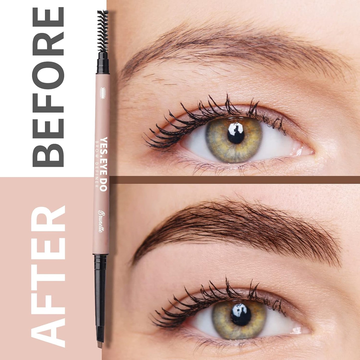 Taupe Eyebrow Pencil, Ultra Fine Eyebrow Pencil Taupe Definer with Hair Like Stroke, Ultra Fine Automatic Brown Eye Brow Pen, Create Hair-Like Stroke Line for Natural Brows, YES.EYE DO