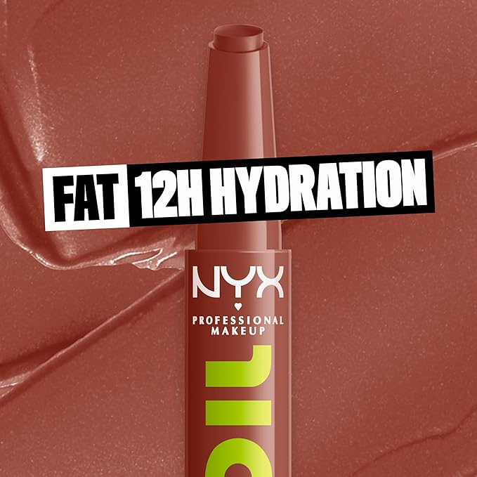 NYX PROFESSIONAL MAKEUP Fat Oil Slick Click, Lightweight, Buildable, Pigmented Vegan Lip Balm - Link In My Bio