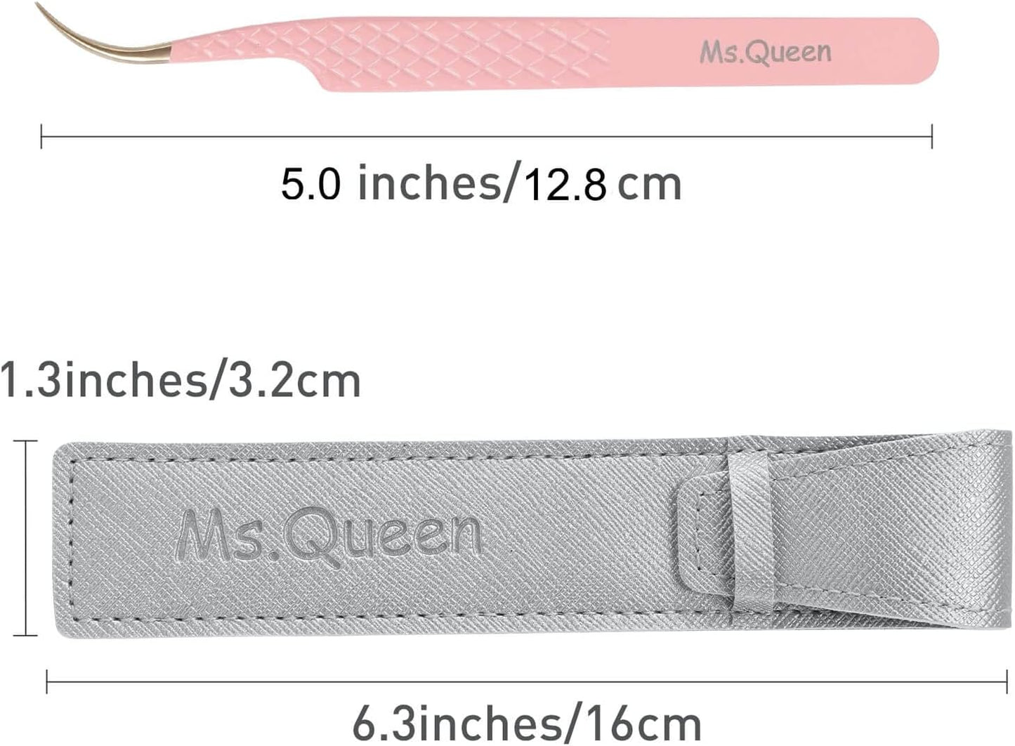 Ms.Queen Curved Tweezers for Eyelash Extensions,Diamond Grip Curved Volume Tweezers Fiber Tip Isolation Lash Tweezers