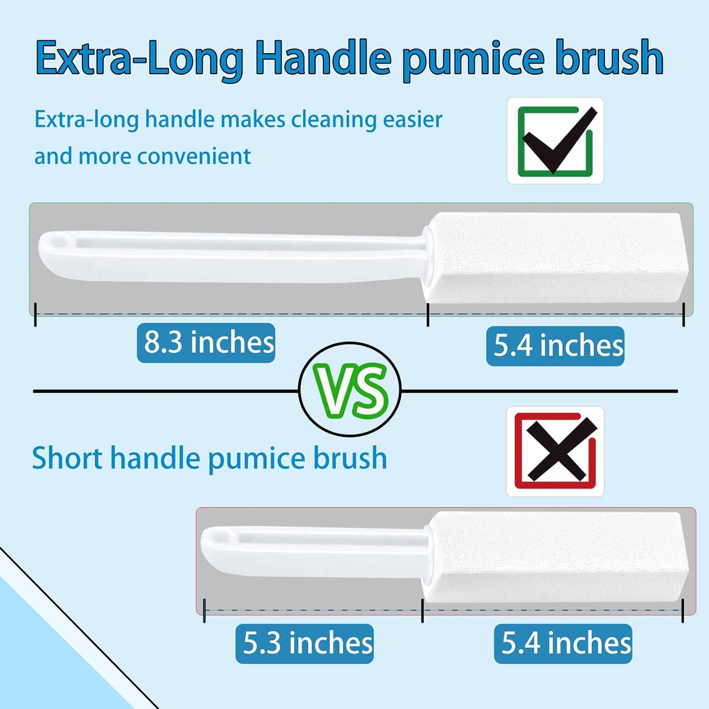 2 Pack Pumice Stone for Toilet Cleaning, Extra Long Handle for Removing Bowl Ring, Pool, Bathroom, Toilet Brush (White)