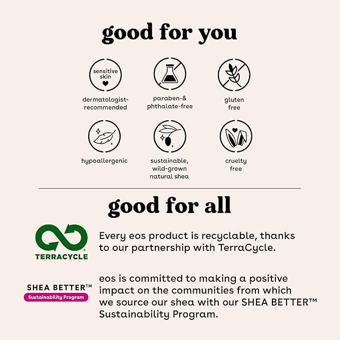 eos 100% Natural & Organic Lip Balm- Strawberry Sorbet, All-Day Moisture, Dermatologist Recommended for Sensitive Skin, Lip Care Products, 0.25 oz