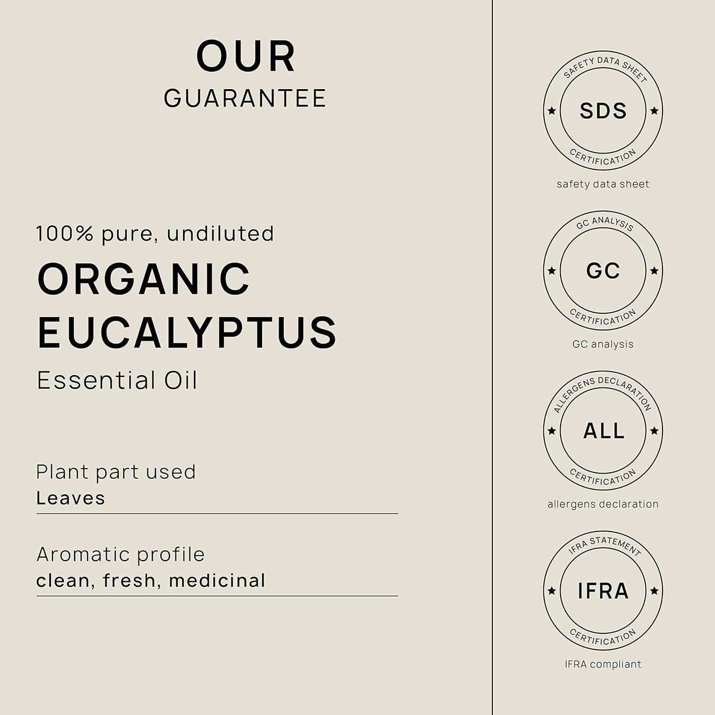 VINEVIDA Organic Eucalyptus Essential Oil 10 mL - Undiluted, Pure, Vegan, Free of Harsh Chemicals, Reusable Glass Bottle with Euro Dropper