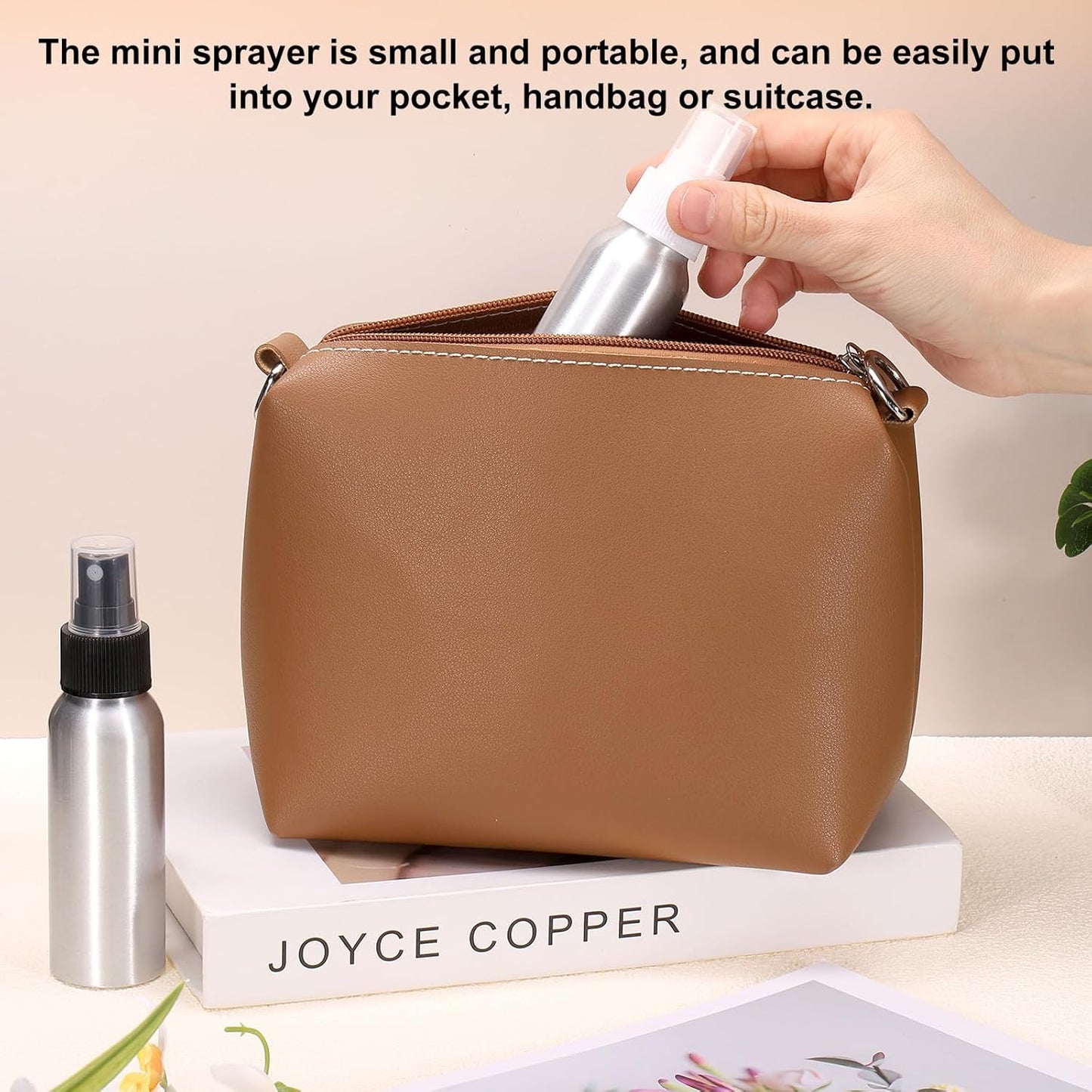 HARFINGTON 5pcs Aluminum Fine Mist Spray Bottles 200ml/6.7oz Metal Small Liquid Alcohol Refillable Travel Container with Black Plastic Nozzle Cap for Perfume Skincare Cosmetic Storage Bottle