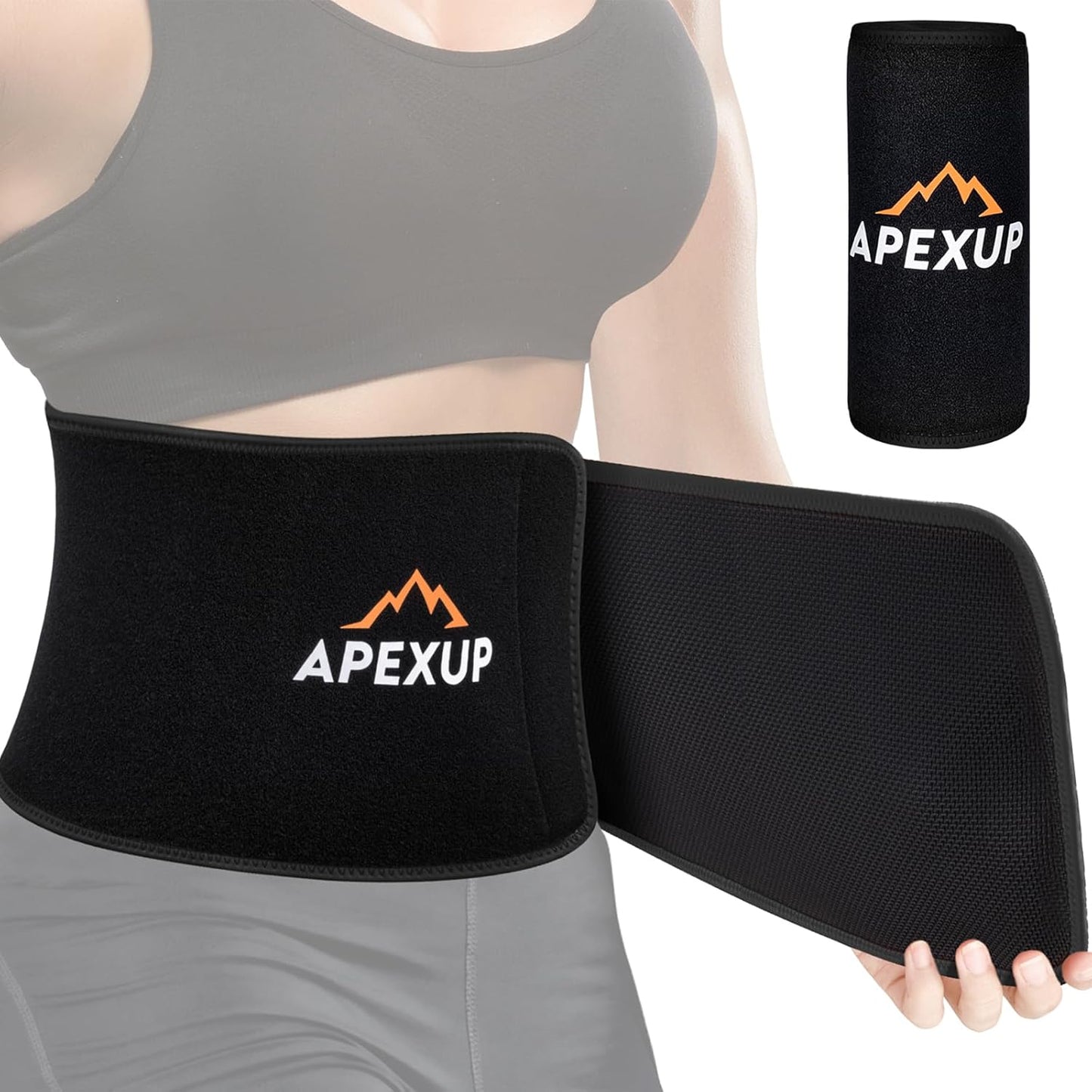 APEXUP Sweat Waist Trainer for Women and Men, Neoprene Waist Trimmer Belt Slimming Sweat Band with Removable Lumbar Support