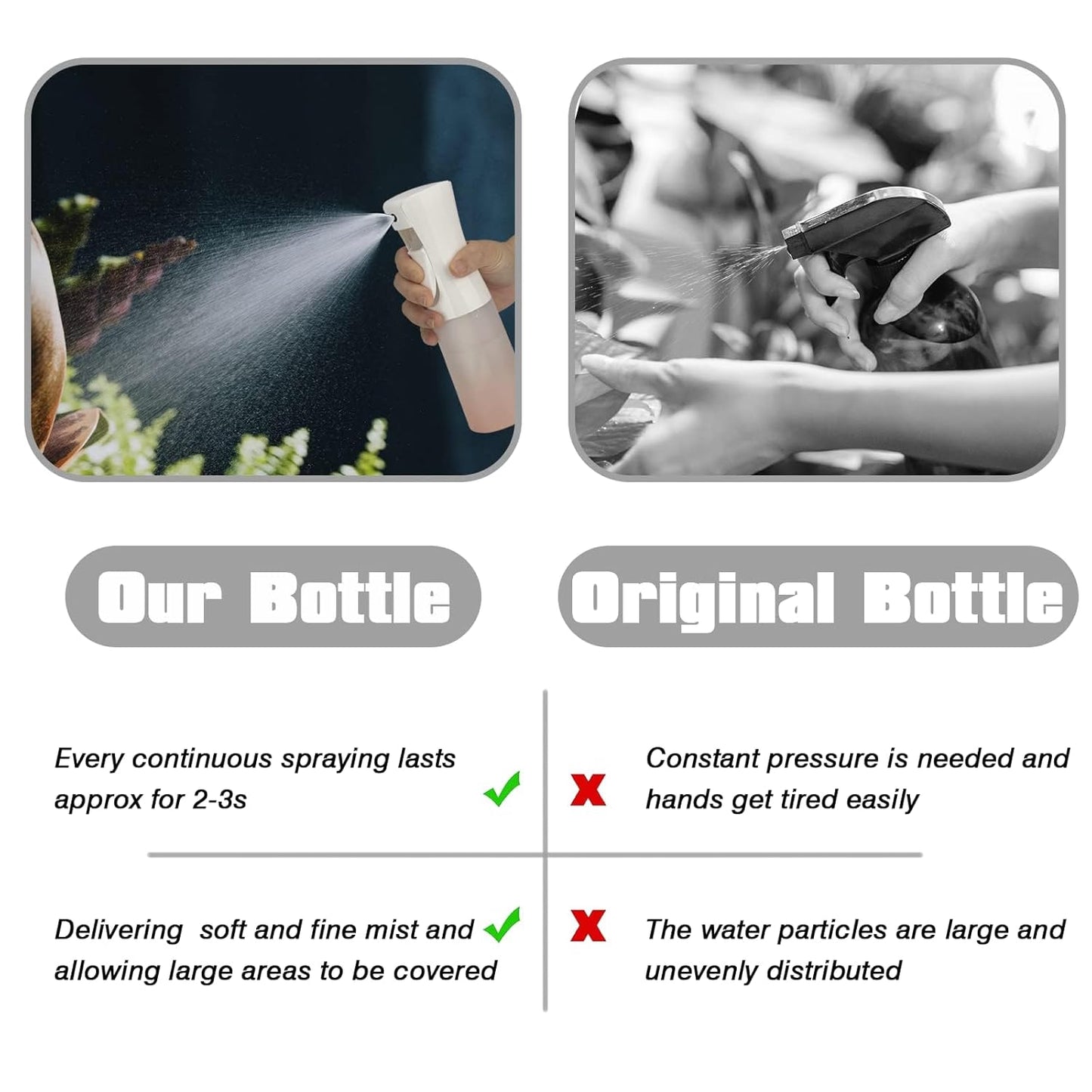 Spray Bottle for Hair (6.8OZ /200ML) Continuous Ultra Fine Mist Sprayer for Hair, Salons, Barber, Plants, Skin Care, Cleaning 2 Pack MATTE PINK