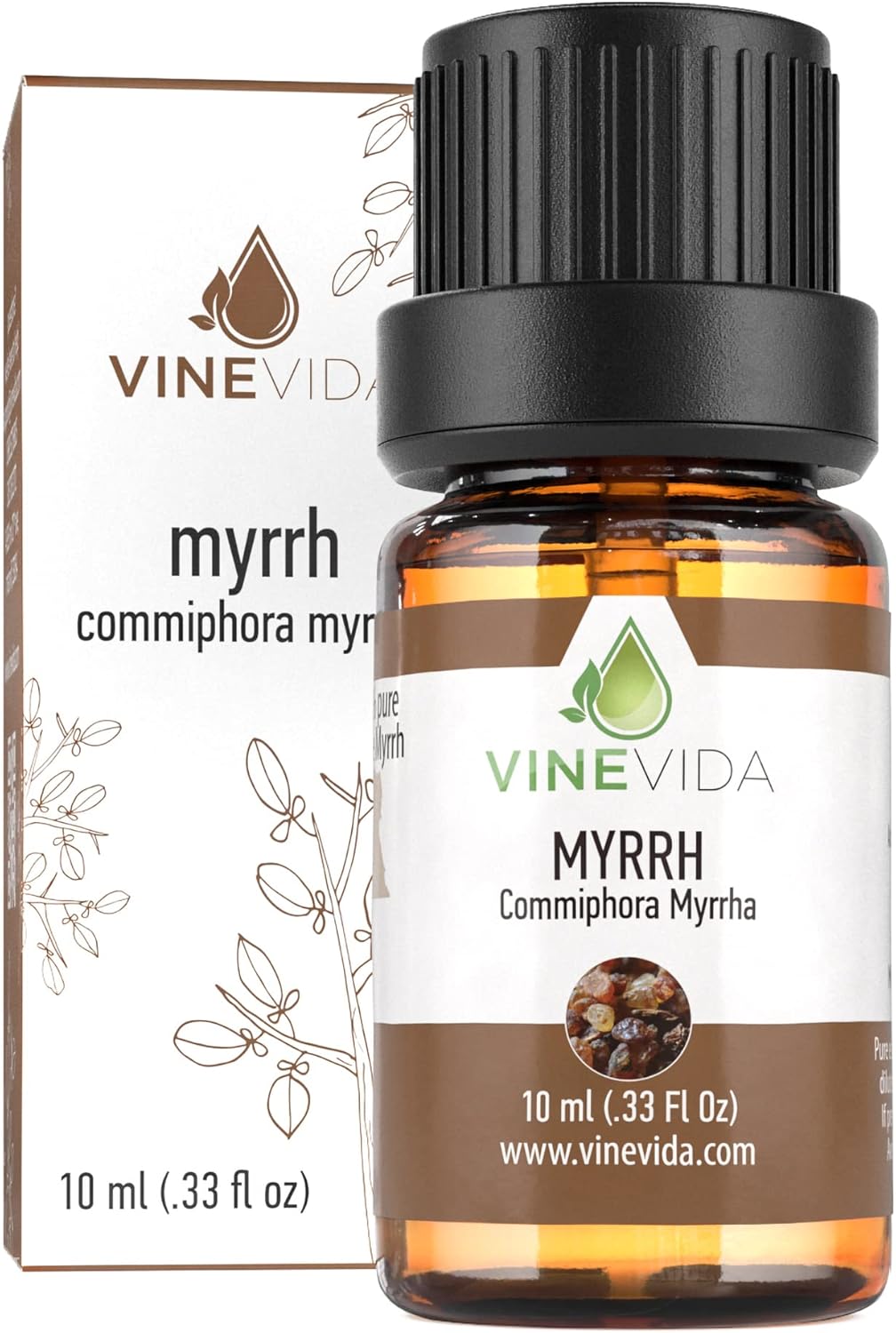 VINEVIDA Myrrh Essential Oil 10 mL - Undiluted, Pure, Vegan, Reusable Glass Bottle