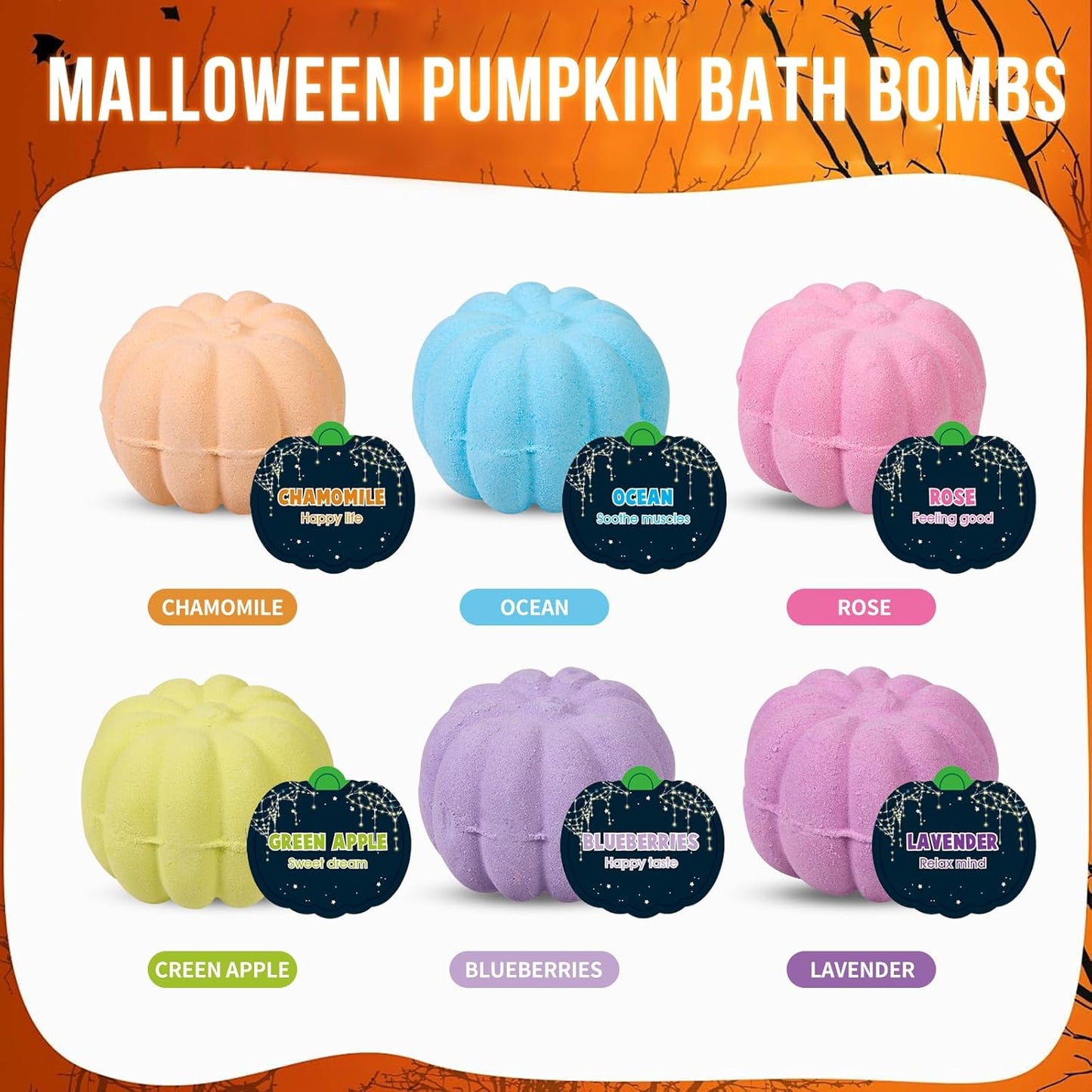 Halloween Bath Bombs for Kids Pumpkin Bath Bombs with Halloween Luminous Mini Resin Toys Inside Halloween Toys Halloween Treat Bags Gifts Kids Skin Care Bathbombs
