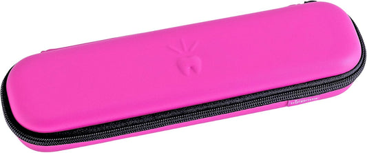 Triple Bristle Sonic Toothbrush Travel Case | Portable Breathable Toothbrush Hard Carrying Bag for Traveling, Camping, Business Trip | Mesh Pocket for Accessories | Pink