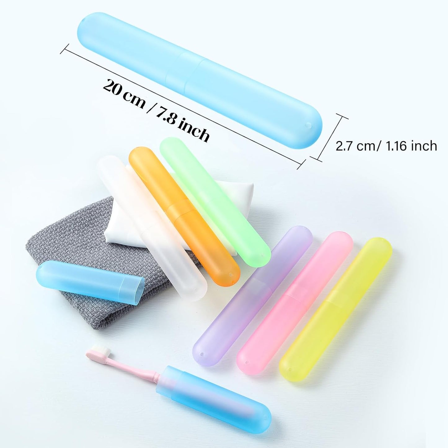 Boao 20 Pieces Travel Toothbrush Case Holder, Portable Toothbrush Storage, Classroom Pencil Case for Kids, 7 Assort Color Toothpaste Cover Protector for Travel Use
