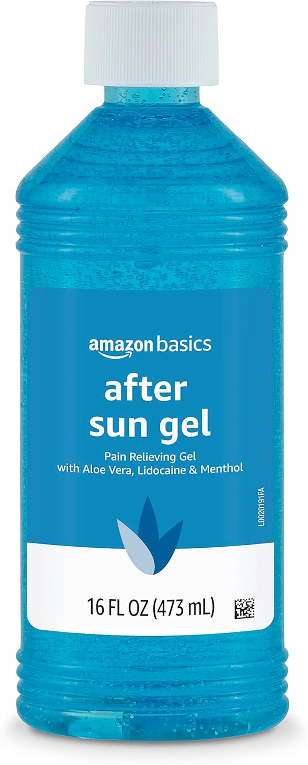 Amazon Brand - Solimo After Sun Gel with Aloe, Lidocaine and Menthol, 16 Fluid Ounce (1 Pack)