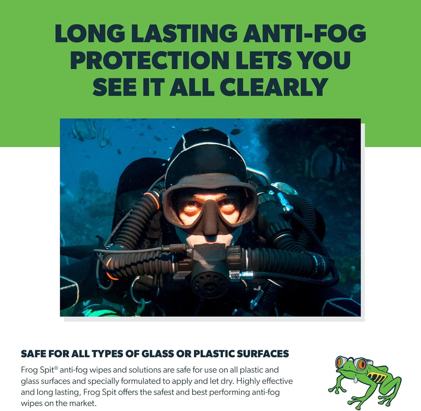 Frog Spit Pre-Moistened Anti-Fog Wipes | 100-Pack | Individually Packaged Travel Anti Fog Wipes for Glasses, Goggles, Face Masks, Helmet Face Shields