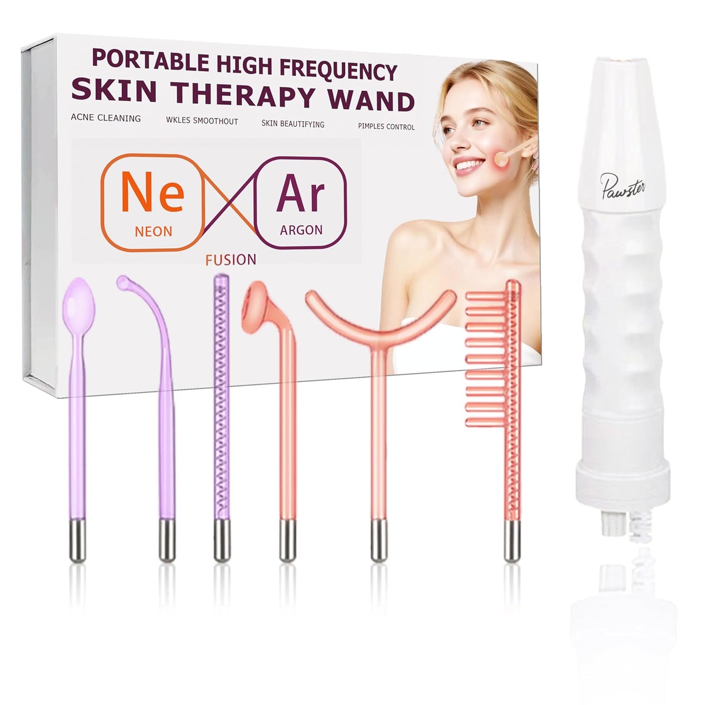 Skin Therapy Wand - Portable Skin Therapy Machine with 6 Glass Tubes - Clarifying - Skin Tightening & Radiance - Wrinkle Reducing