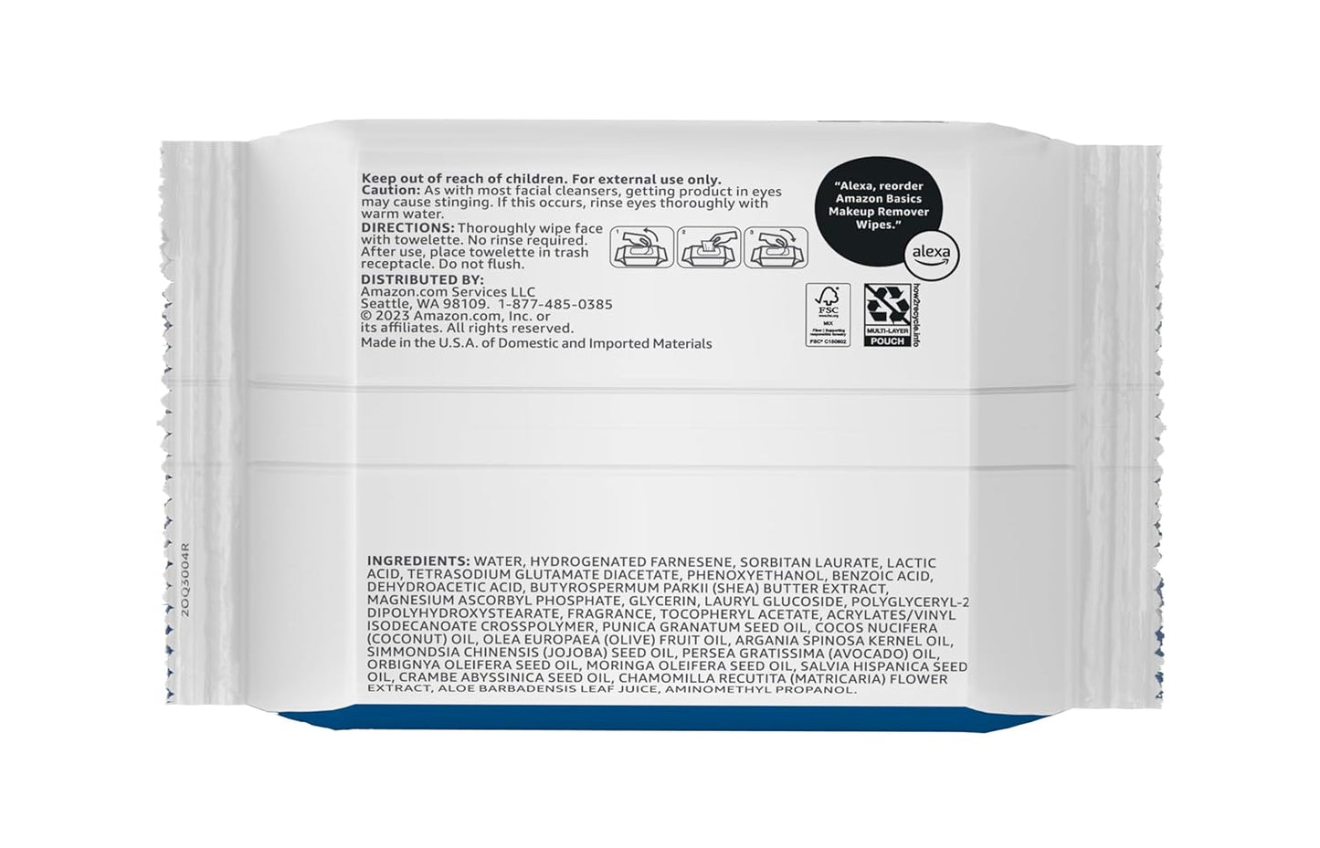 Amazon Basics Makeup Remover Wipes, Gentle Cleansing, Dermatologist Tested, Original, Plant Based, Alcohol Free, Removes Waterproof Mascara, 25 Count Per Pack, Pack of 6 (Previously Solimo)