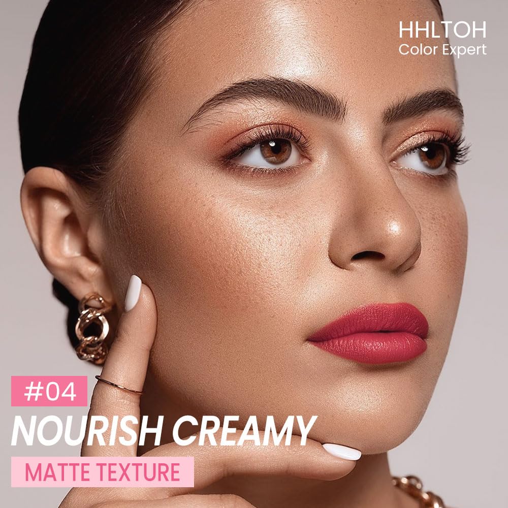 Honey Lipstick Tinted Lip Balm - Matte Tint Cream Lipsticks for All Skin Tones, Hydrating Lip Stain, Can be Buildable Blendable Nourishing Moisturizing Suitable for Women to Every Day Makeup 04