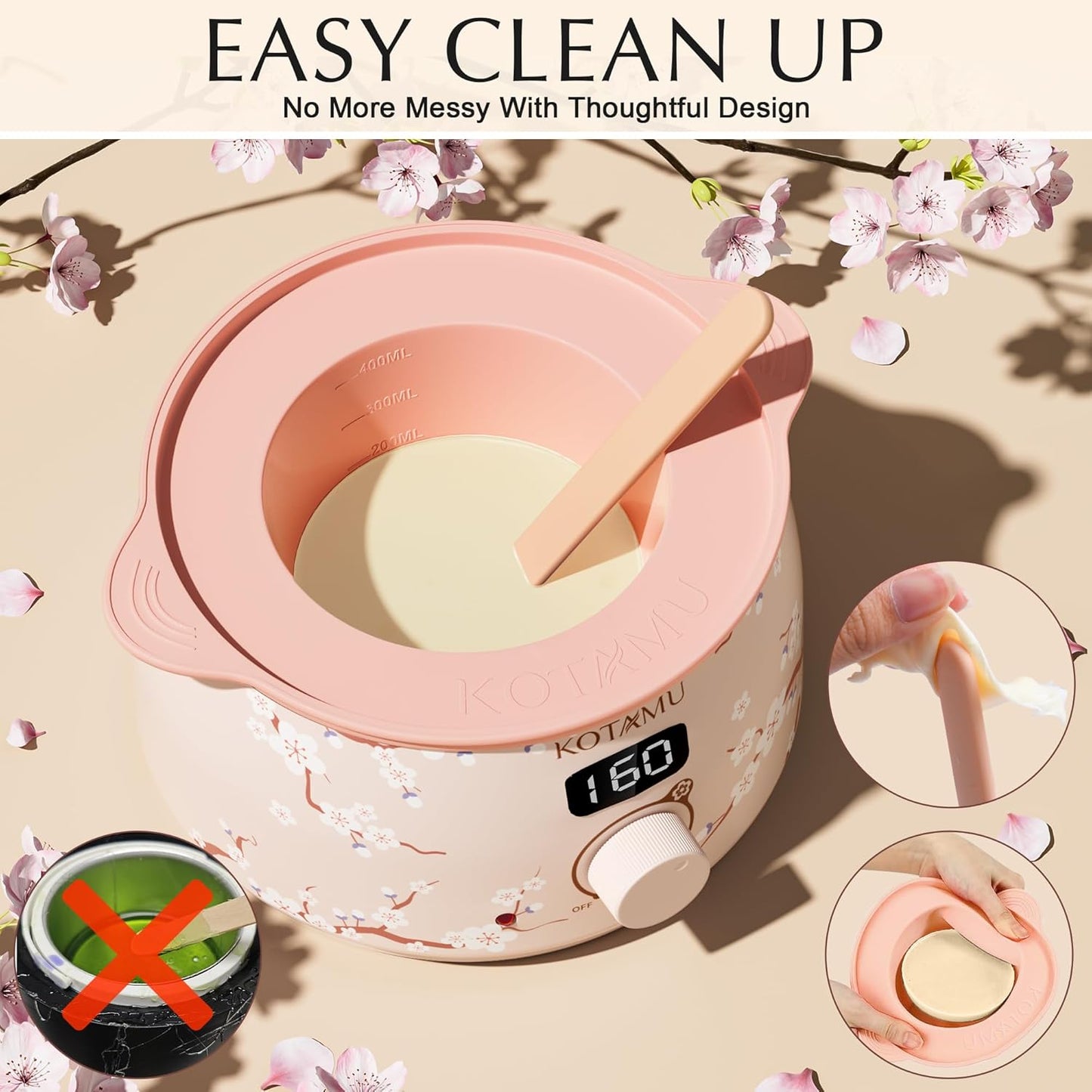 KOTAMU Waxing Kit for Women & Men, Professional Wax Warmer for Hair Removal with Silicone Pot, Wax Kit for Coarse Thick Fine Fuzzy Hair & Sensitive Skin, Waxing Warmer for Home Salon Use