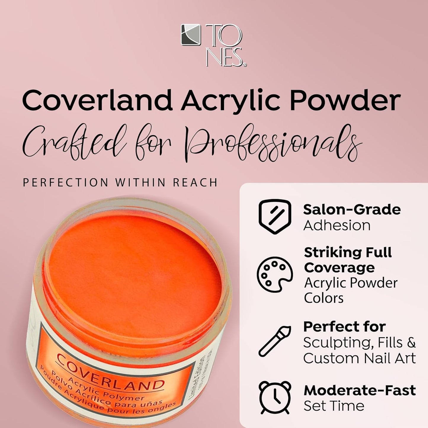 Tones Coverland Acrylic Nail Powder "Urban Style" - Limited Edition Acrylic Powder for Nail Design, Sculpting, and Masking Nail Bed Imperfections - Professional Acrylic Nail Supplies - (1.5 Oz)