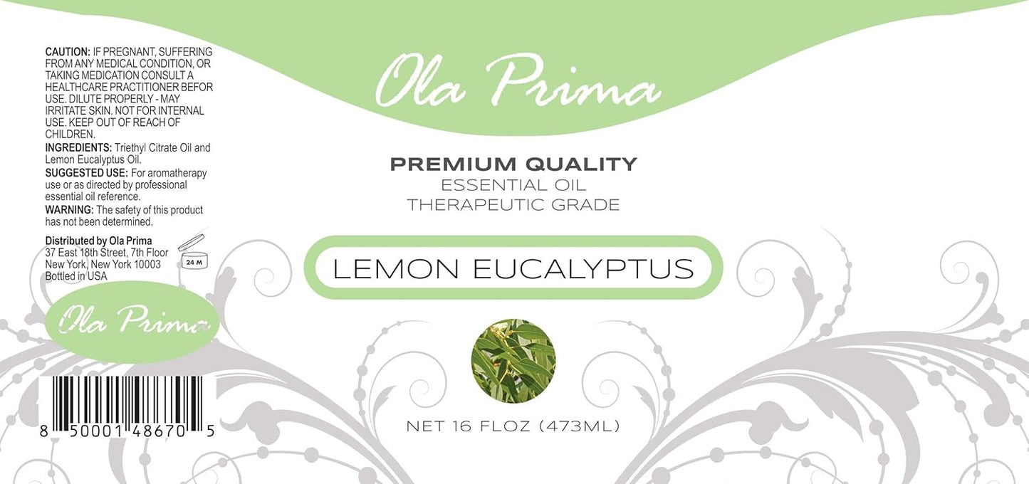 Ola Prima Lemon Eucalyptus Essential Oil - Therapeutic Grade Aromatherapy Oil for Diffuser, Cleaning (16oz Bulk)