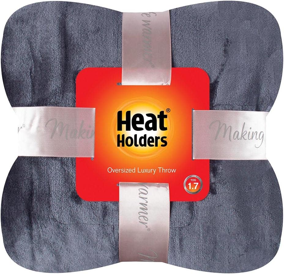 Heat Holders Fleece Throw Blanket for Couch - 300GSM Plush Super Soft Throw Blanket for Bed, Sofa, car & Travel - Extra Large Cozy Blankets, Warm Thick Fuzzy, All Season - 79" X 71" - Natural