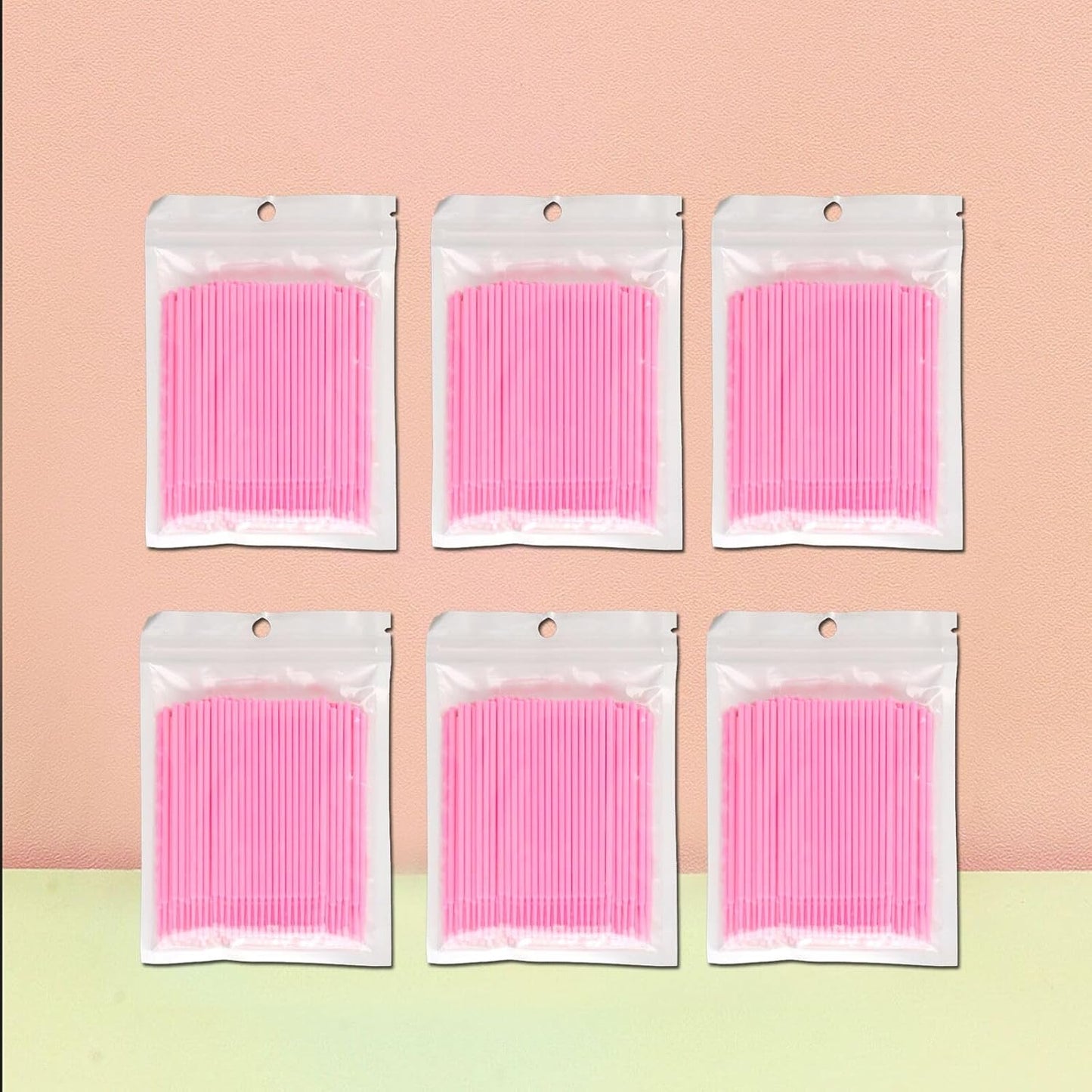 1200PCS Microswabs for Eyelash Extensions，Micro Applicators Brush for Cleaning and Applying Make-up Pink (Head Diameter: 2.0mm)