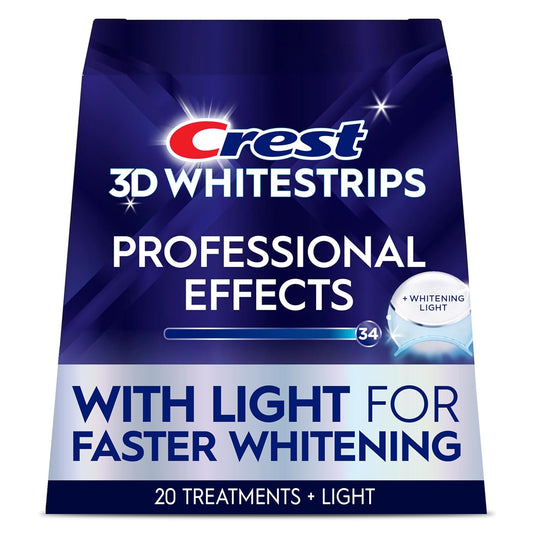 Crest 3D Whitestrips Professional Effects + LED Light – Teeth Whitening Kit, 1 Light + 20 Treatments, Each with 1 Upper/1Lower, 40 Strips – Crest 3DWhite Teeth Whitening Strips
