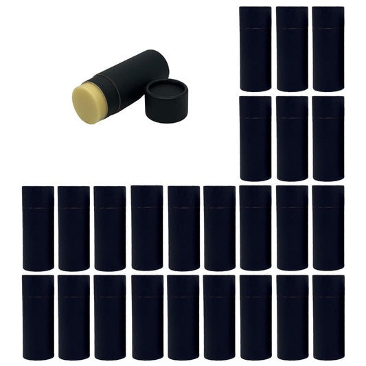 GreenWay 2.5oz / 70g Kraft Paperboard Deodorant Tubes with Lids - 25 Pack Solid Perfume Refillable DIY Cosmetic Containers - Deodorant Containers Lotion Tubes Empty Holder Kraft - Black