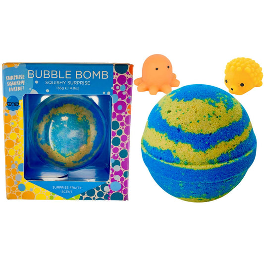 Squishy Bubble Bath Bomb for Kids with Surprise Toy Inside by Two Sisters Spa. Large 99% Natural Fizzy. Moisturizes Dry Sensitive Skin. Releases Color, Scent, and Fizz.