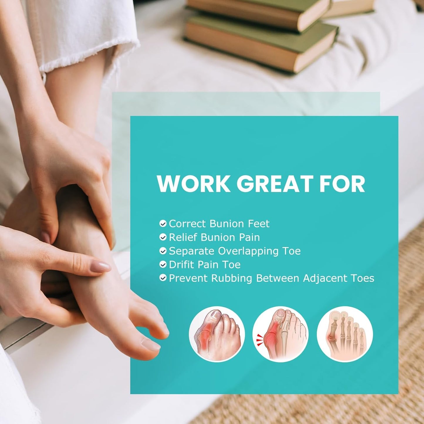 Upgraded Gel Toe Separators – 12-Pack Bunion Pads – Toe Spacers for Straightening Overlapping Toes, Bunions, Calluses – Soft Silicone Bunion Corrector for Men and Women(Medium Size)